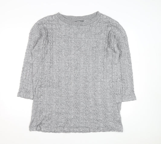 Nutmeg Women Grey Cable-Knit Pullover Jumper Size 16