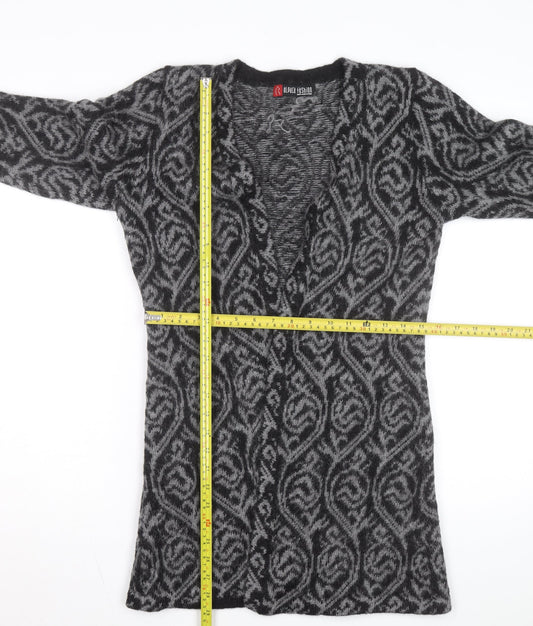 Alpaca Fashion Women's Grey Geometric Long Sleeve Cardigan M