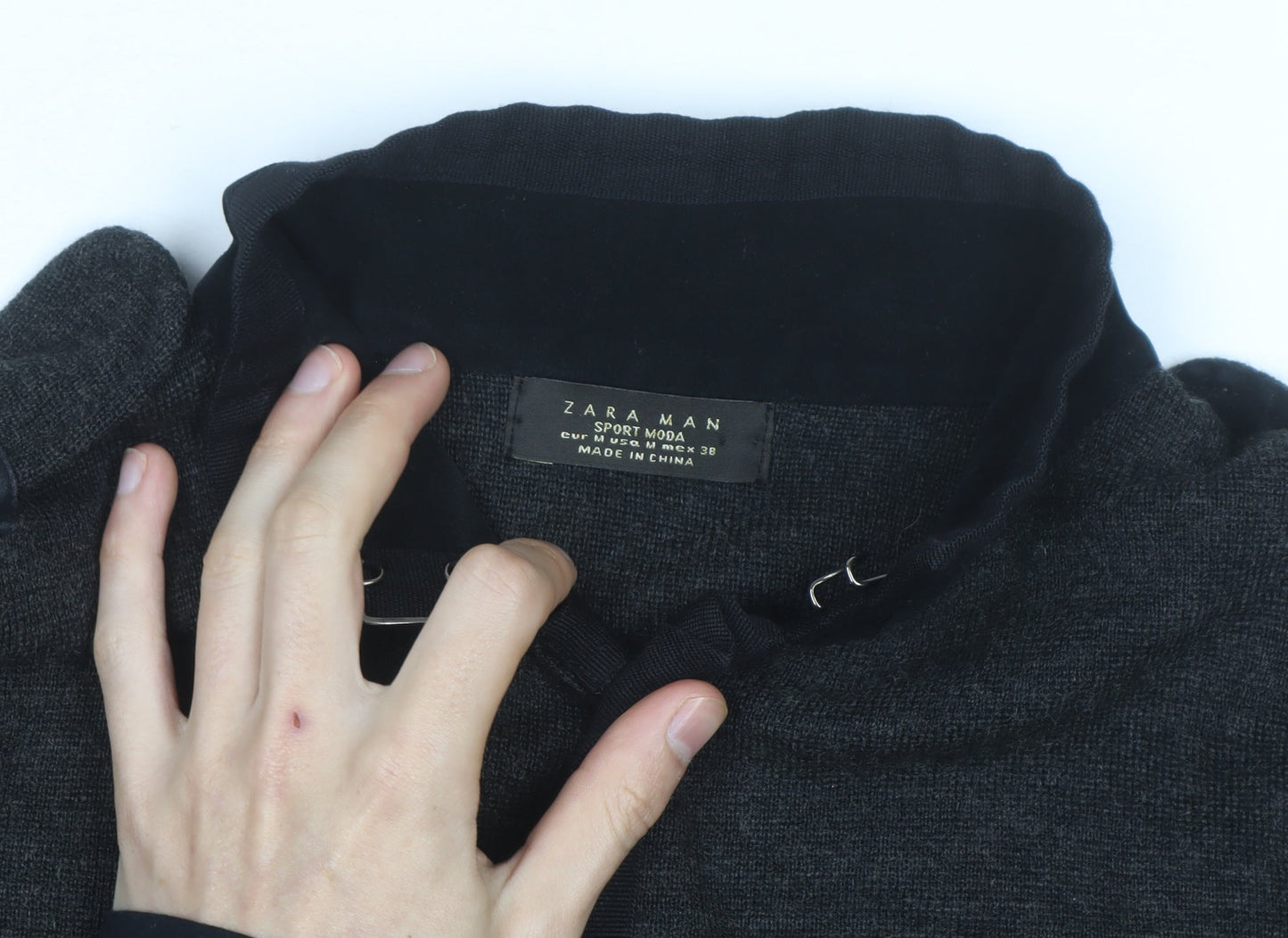 Zara Man Grey Wool Blend Button Cardigan High Neck Size M