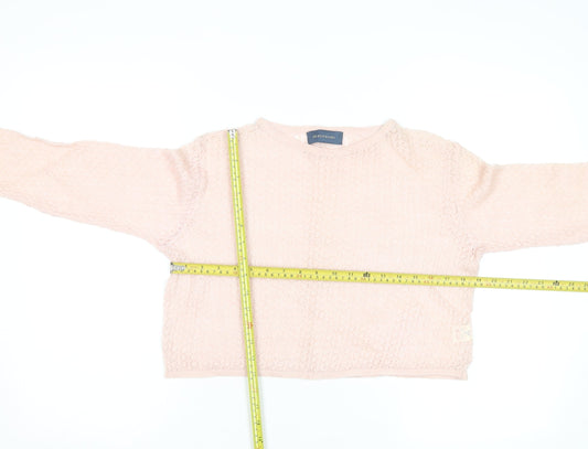 Debenhams Women Pink Linen Open-Knit Long Sleeve Jumper M