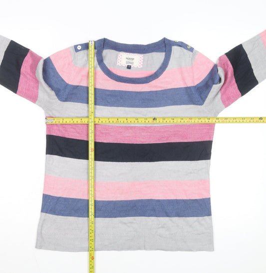 Maine New England Women's Multicoloured Striped Jumper Size 12