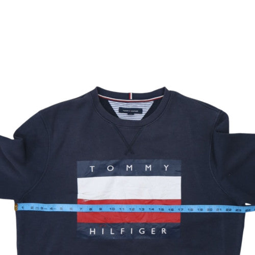 Tommy Hilfiger Men's Navy Blue Crew Neck Logo Sweatshirt Size L