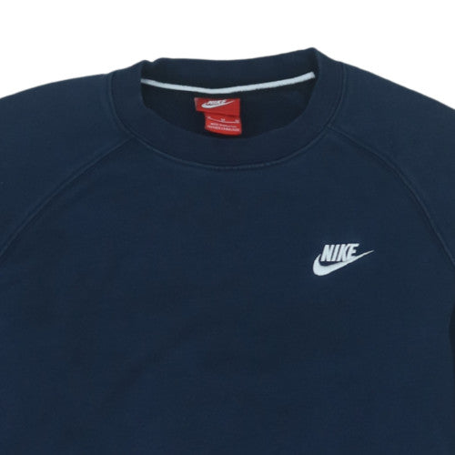 Nike Mens Blue Pullover Sweatshirt M Crew Neck Fleece Logo Jumper