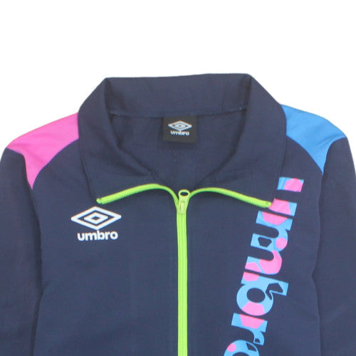 Additional view of Umbro boys’ navy track jacket s blue pink trim full zip activewear