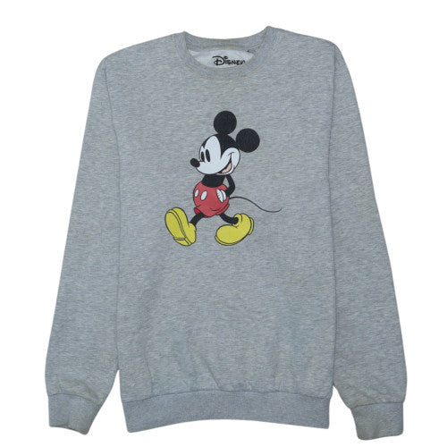 Front view of Disney Women Grey Mickey Mouse Pullover Sweatshirt S
