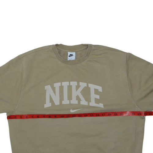 Nike Men's Beige Logo Crew Neck Pullover Sweatshirt M