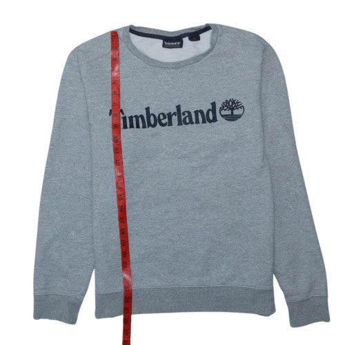 Timberland Men's Grey Crew Neck Sweatshirt Size M Classic Logo Cotton Blend