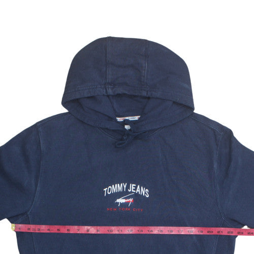 Tommy Jeans Mens Blue Pullover Hoodie L Cotton Graphic Sweatshirt