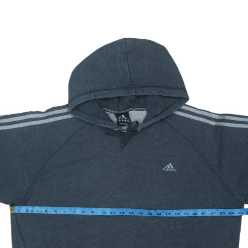 Adidas Men's Blue XL Pullover Hoodie with Logo and Drawstring