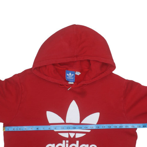 Adidas Men's Red Pullover Hoodie L Fleece Graphic Trefoil Sportswear