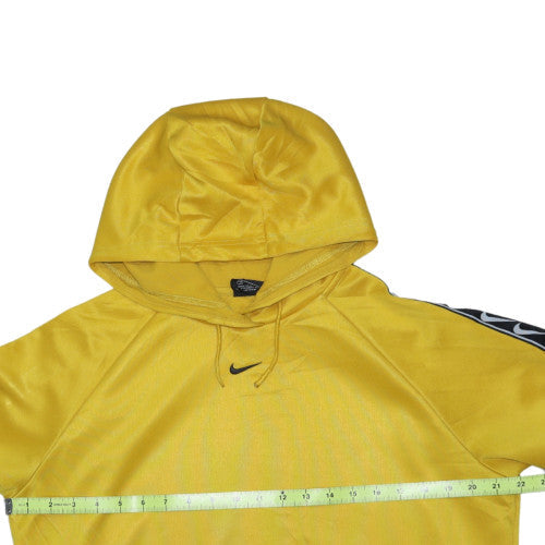 Nike Men's Yellow Small Pullover Hoodie with Logo Tape Sleeves