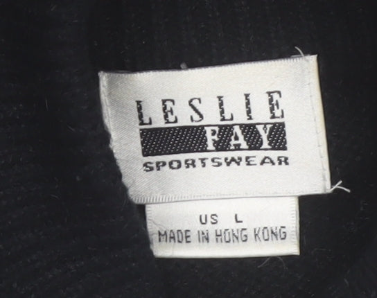 Leslie Fay Women Black L Mock Neck Embellished Knit Jumper