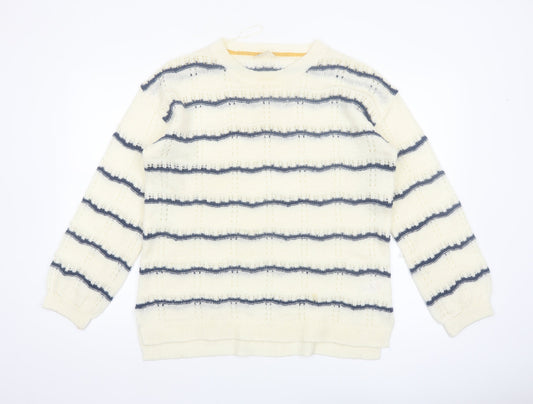 Falmer Heritage Women’s Ivory Striped Knit Jumper Size 14