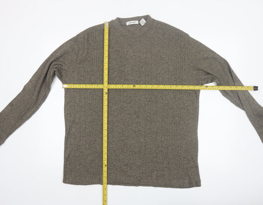 Pierre Cardin Men's Grey Cotton Blend Crew Neck Jumper Size M