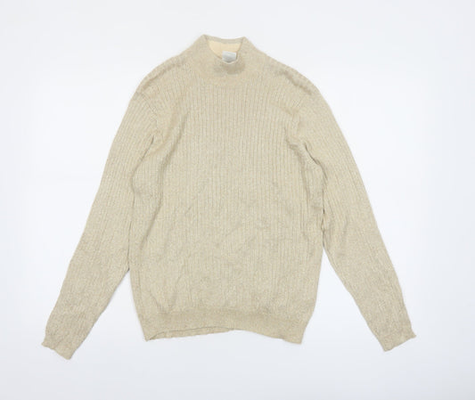 Talbots Womens Beige Mock Neck Long Sleeve Pullover Jumper M