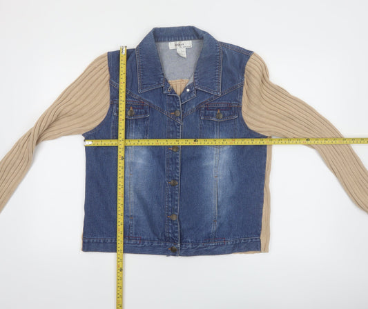 Kikit Maurice Sasson Women’s Blue Denim Cotton Jacket L Long Sleeve