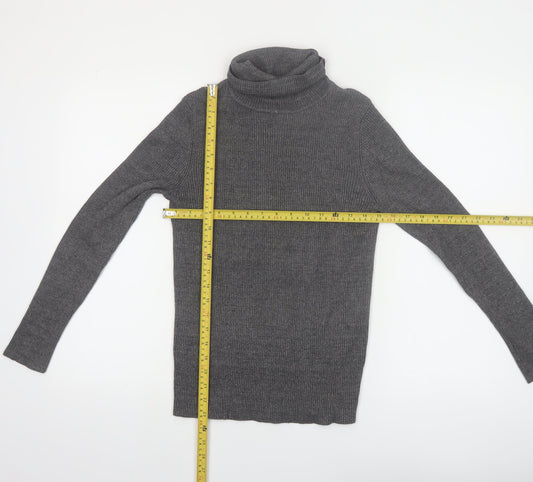 Faded Glory Women's Grey Roll Neck Knit Jumper Size L 12-14