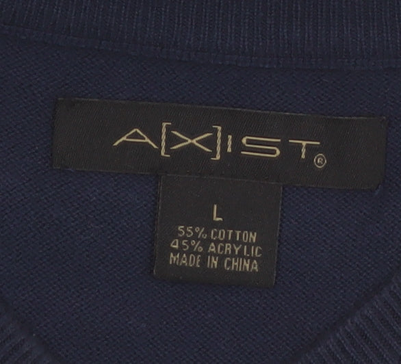 AXIST Men's Blue Argyle Pattern Sleeveless V-Neck Knit Vest Jumper L