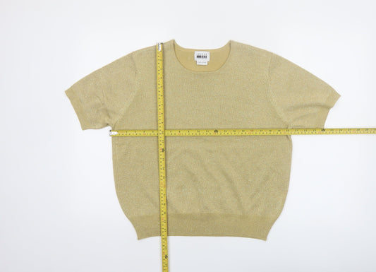 Leslie Fay Women's Gold Knit Short Sleeve Top Size L