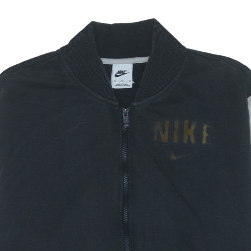 Nike Men's Black XL Varsity Activewear Jacket Full Zip Cotton Blend