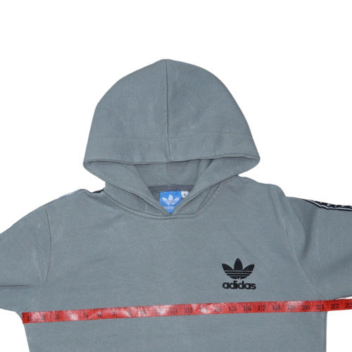 Adidas Men's Grey Pullover Hoodie Small Logo Fleece Sweatshirt