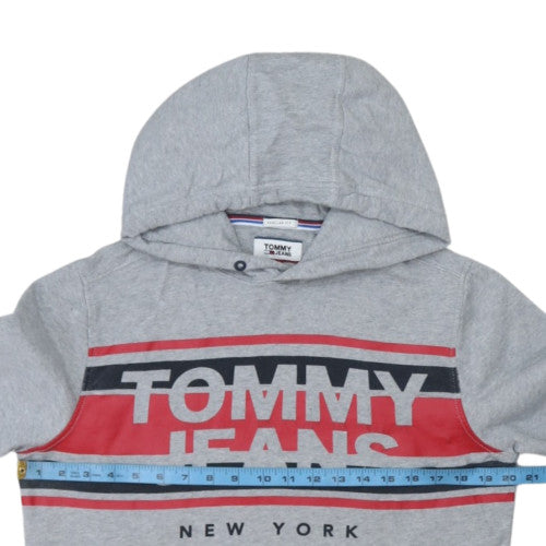 Tommy Jeans Men's Grey Regular Fit Hoodie Small Graphic Print Cotton Blend