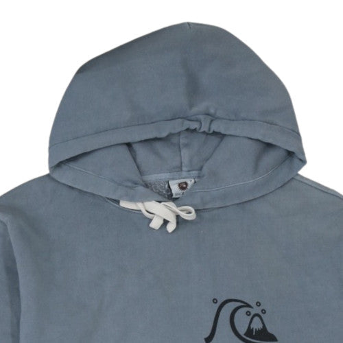 Quiksilver Men Blue Pullover Hoodie M Graphic Surf Logo Fleece