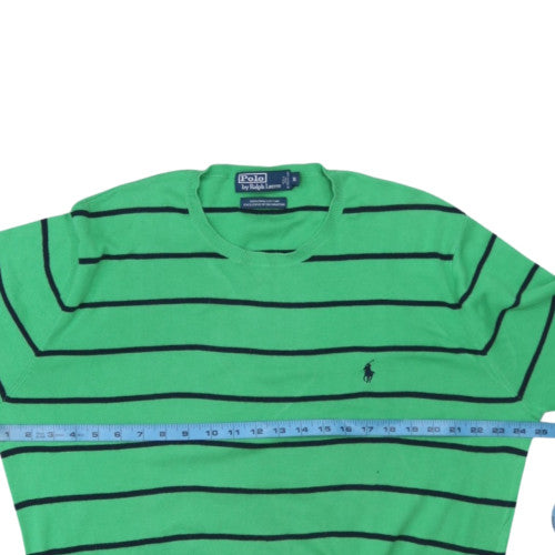 Ralph Lauren Men’s Green Striped Cotton Crew Neck Jumper XL