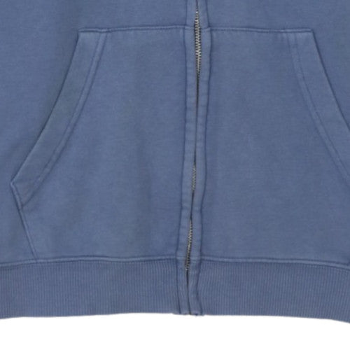 Quiksilver Mens Blue Full Zip Hoodie Size S Logo Fleece Sweatshirt