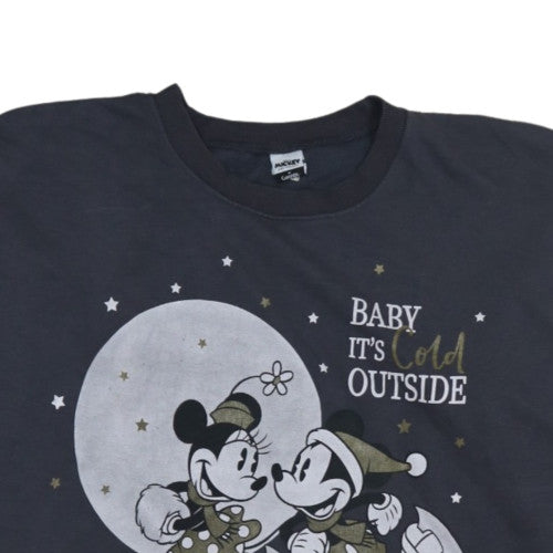 George Disney Womens Charcoal 2XL Pullover Sweatshirt Mickey & Minnie Graphic
