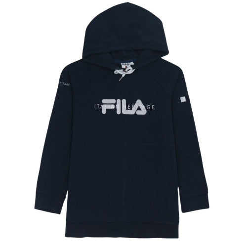 Additional front view of Fila Women’s Navy Blue Pullover Hoodie L Cotton Blend Logo