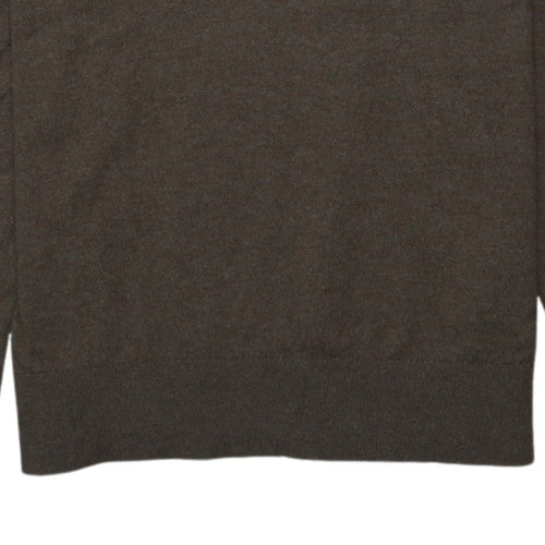 Tommy Hilfiger Men's Brown V-Neck Cotton Wool Jumper Size M