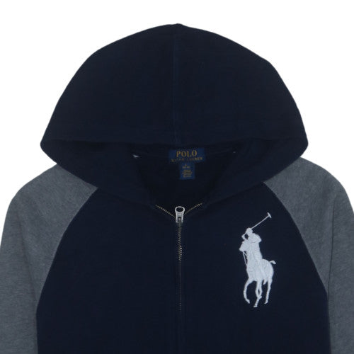 Additional view of Ralph Lauren boys’ blue full zip hoodie, size 14-16, years cotton blend