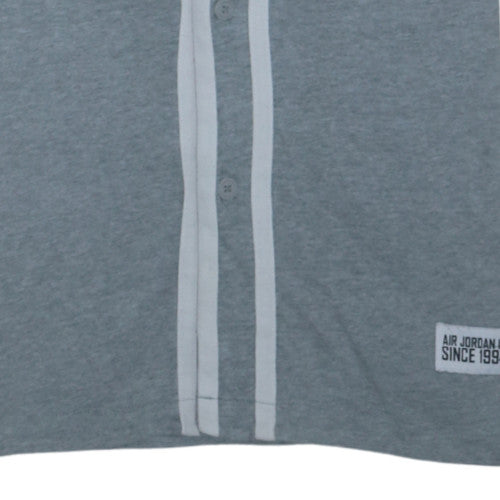 Jordan Men’s Grey Short Sleeve Button Sweatshirt L Sports Style
