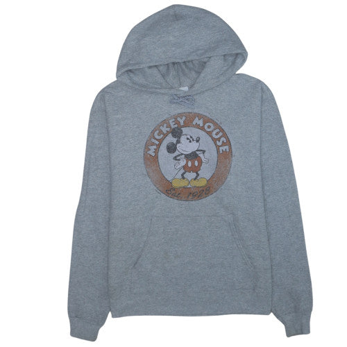 Front view of Disney Parks Women’s Grey Mickey Mouse Pullover Hoodie S
