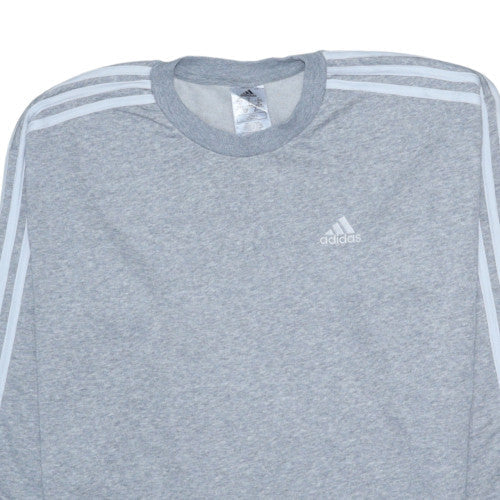 Adidas Women Grey Crew Neck Long Sleeve Pullover Sweatshirt S 8-10