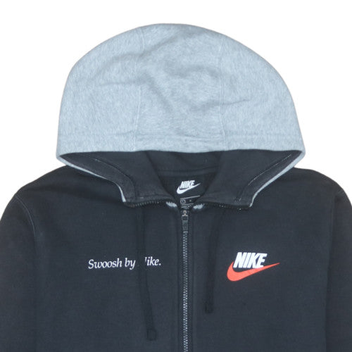 Nike Men's Black Full Zip Sports Hoodie Size L Graphic Fleece