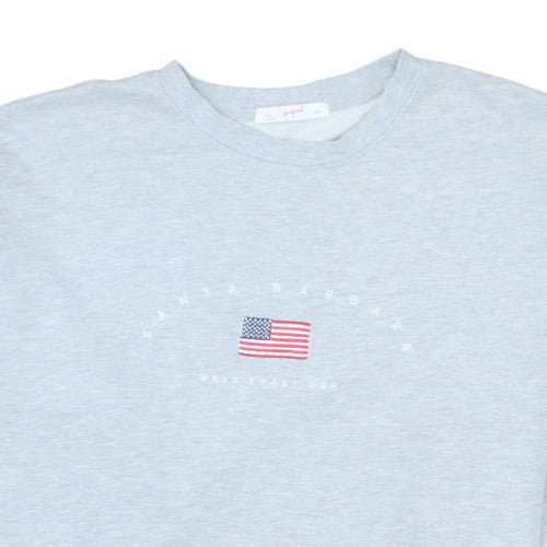 Supré Women Grey Pullover Sweatshirt L/XL Santa Barbara USA Flag Design
