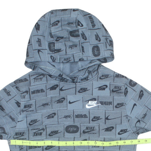 Nike Boys Blue Logo Print Pullover Hoodie Size L (147-158 cm)