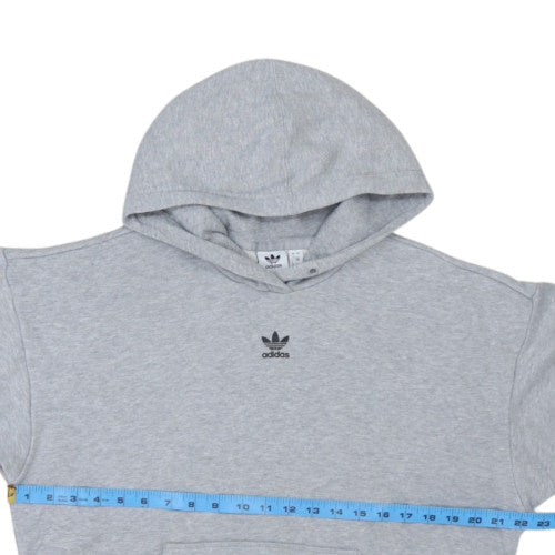 Adidas Women Grey Pullover Hoodie Lined Cotton Blend Size 8
