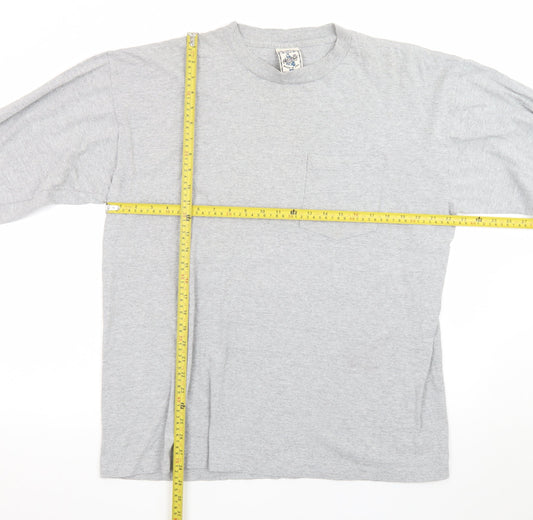 Alore Men's Grey Long Sleeve Crew Neck Preshrunk Cotton T-Shirt XL