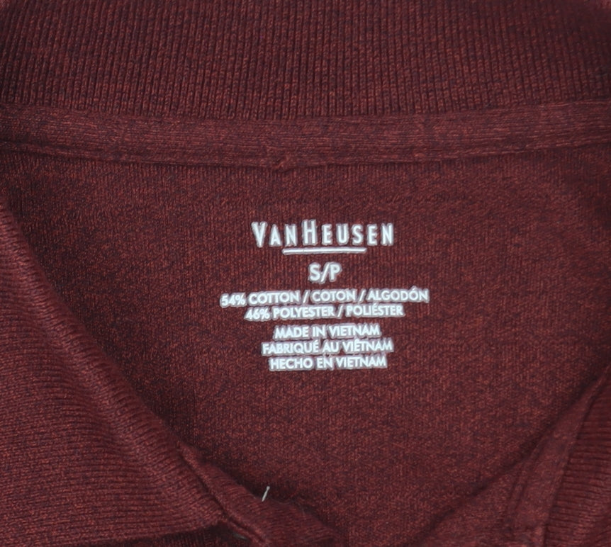 Van Heusen Men's Red Long Sleeve Cotton Polo Shirt Size S