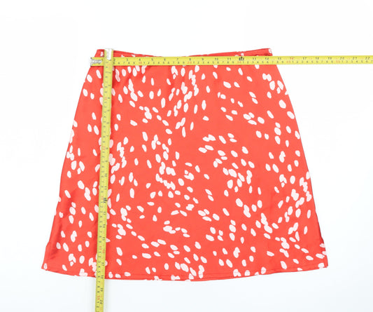 Topshop Women Red White A-Line Knee Length Skirt Size 10