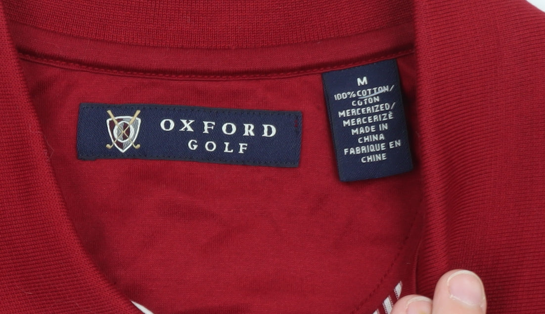 Oxford Golf Men's Red Striped Cotton Polo Shirt Size M