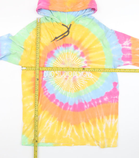Dyenomite Men’s Multicoloured Tie-Dye Pullover Hoodie Size S