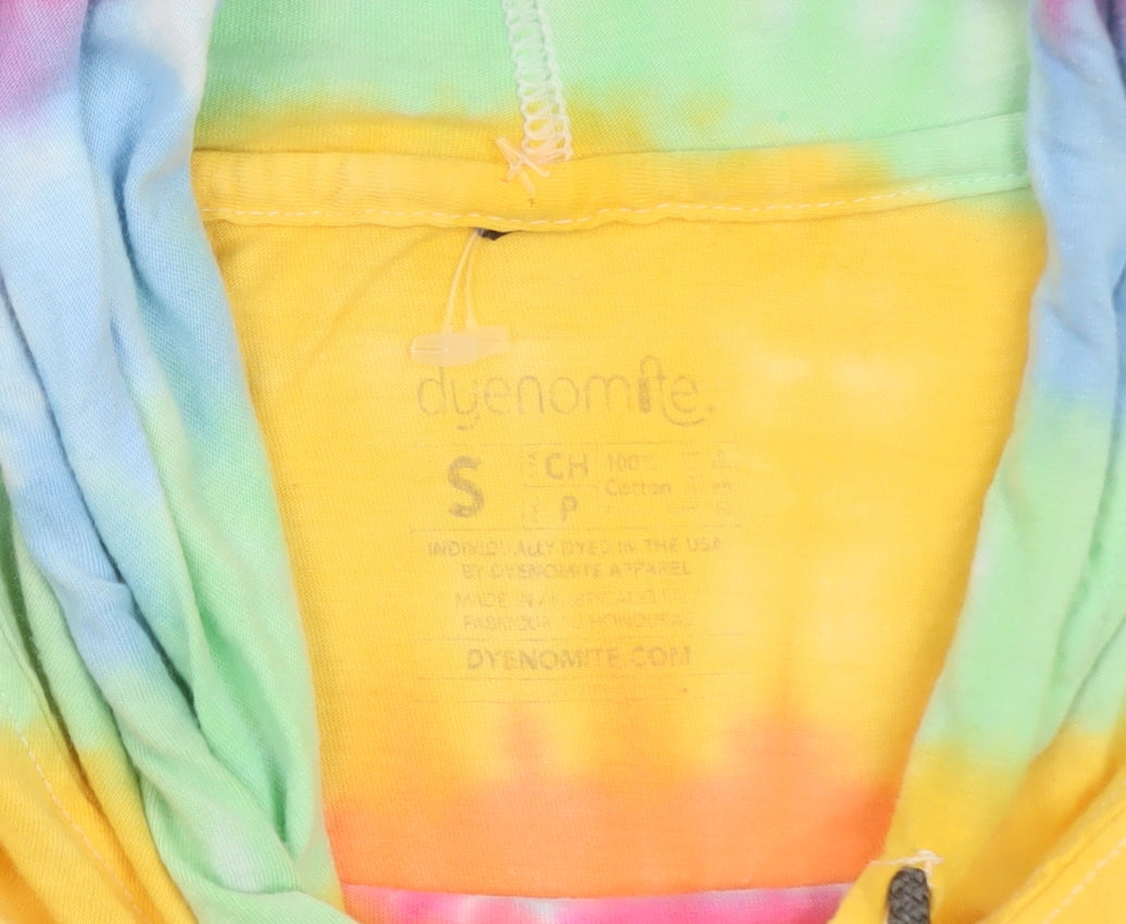 Dyenomite Men’s Multicoloured Tie-Dye Pullover Hoodie Size S