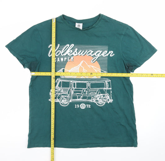 Volkswagen Men's Green XL Retro Camper Graphic T-Shirt