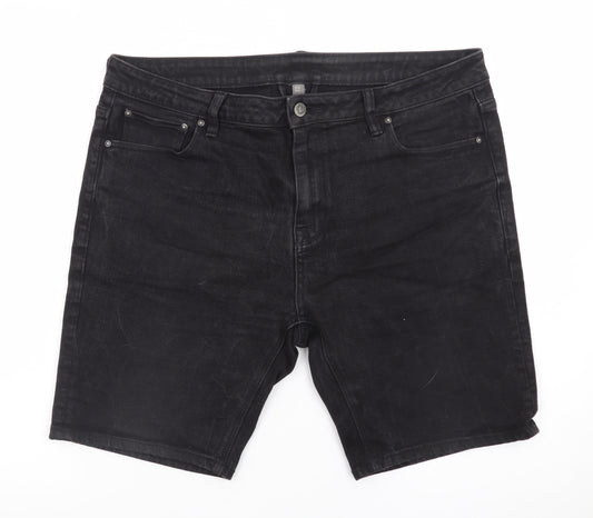 ASOS Women’s Black Denim Shorts Size 36 Mid Rise Cotton Blend