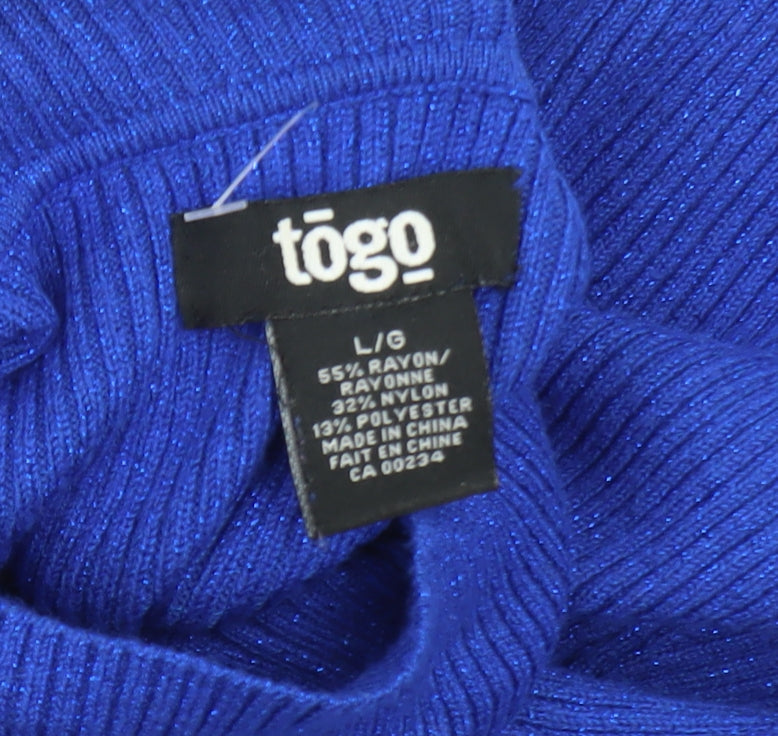 Togo Womens Blue Roll Neck Long Sleeve Pullover Jumper Size L
