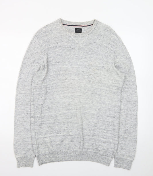 Back view of ACW85 Men's Grey V-Neck Knit jumper, size M